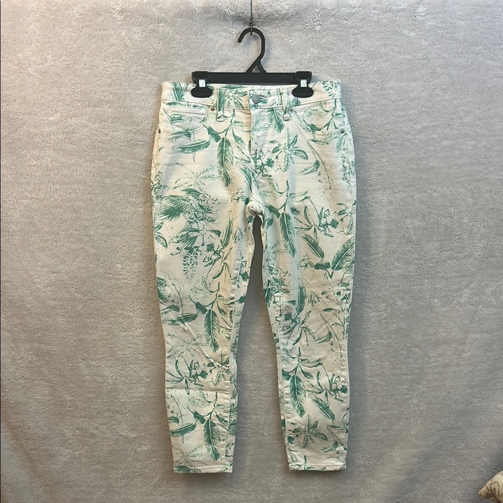 Lucky Brand Women's Skinny Jeans - Green and Cream Floral Print